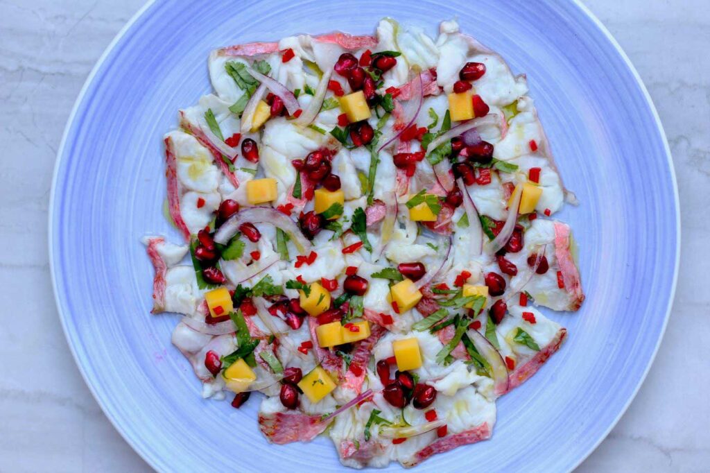 Red Mullet Ceviche with Mango and Pomegranate