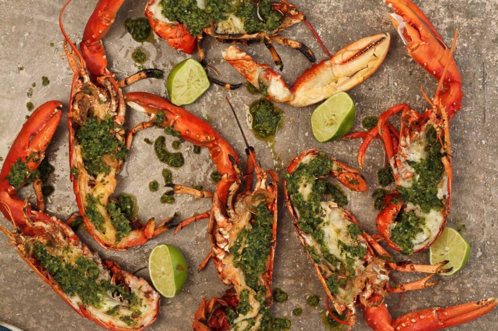 Barbecued Lobster with Mojo Verde Sauce