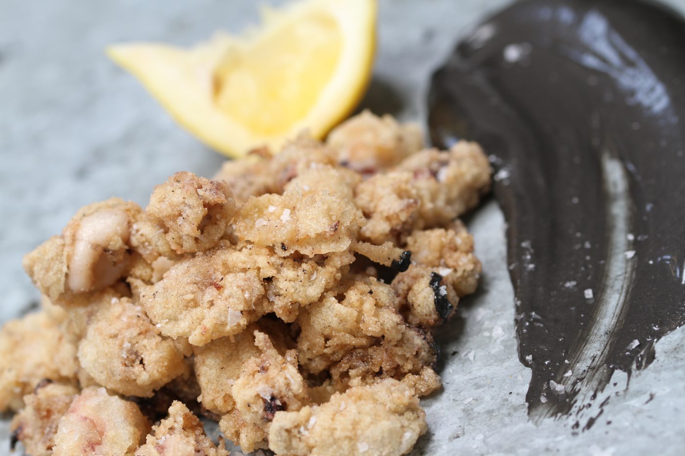 Fried Puntillitas with Squid Ink Aioli Baby squid recipe Basco