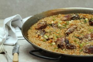 Paella Rice with Rabbit, Chickpeas and Rosemary