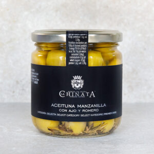 La Chinata Manzanilla Olives with Garlic and Rosemary 350g