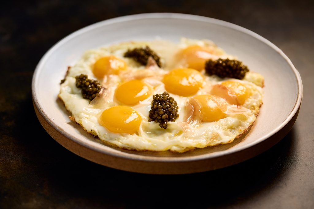 Seven Yolk Fried Egg with Guanciale Ibérico and Caviar
